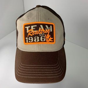 Realtree Embroidered Patch Cap Trucker Snapback Mesh Brown/Orange NEW.